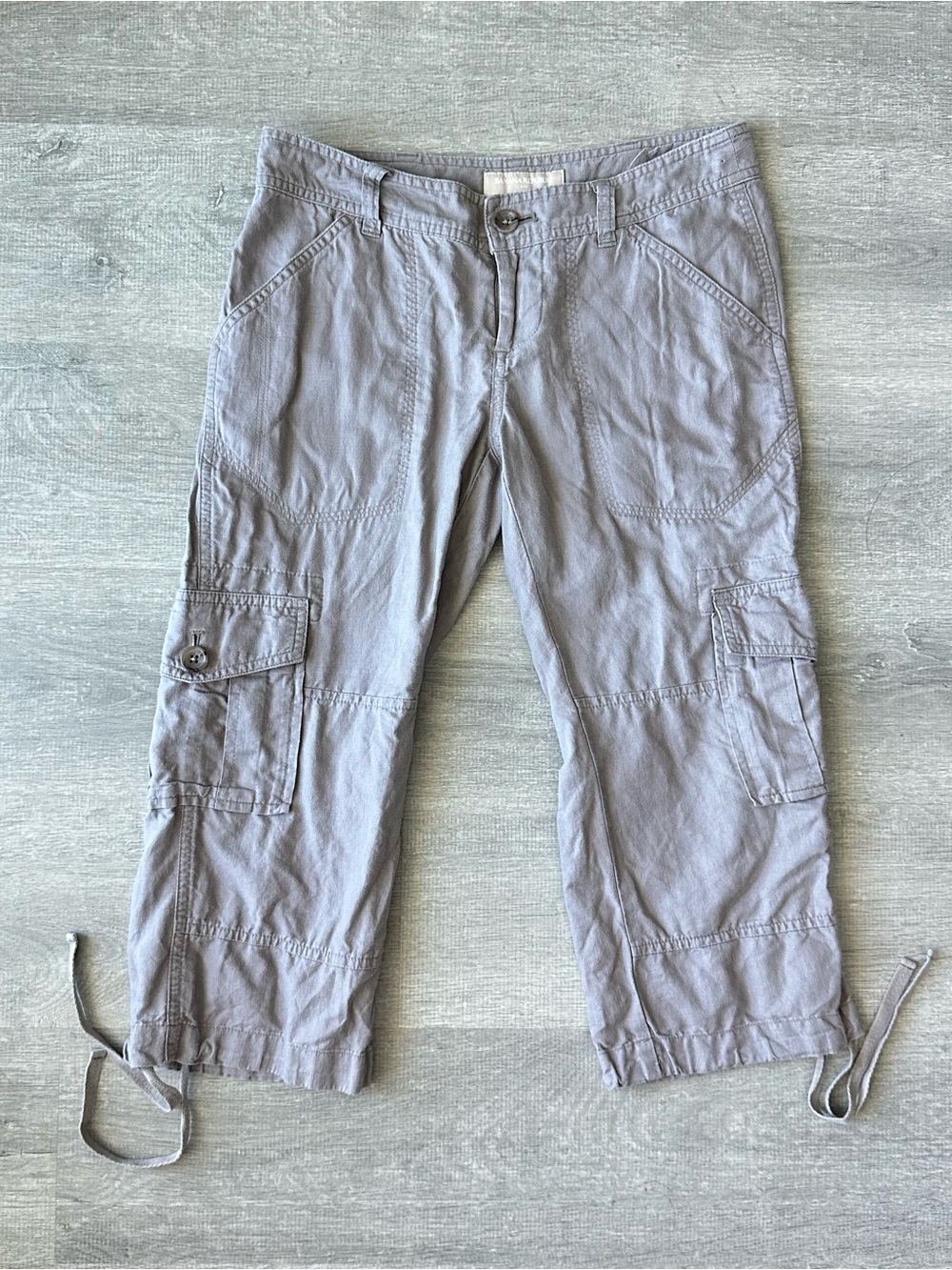 Y2K Banana Republic Grey Linen-Blend Cargo Capris Utility